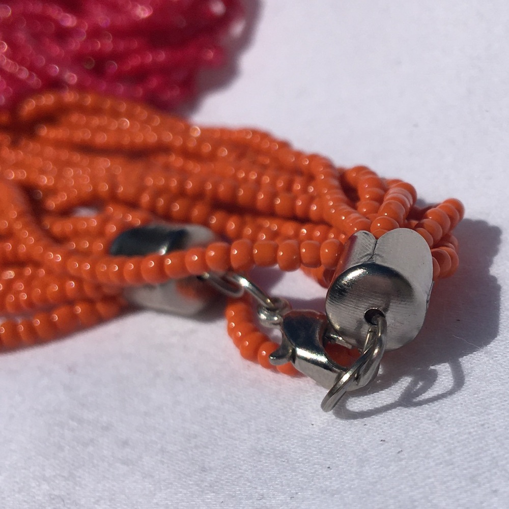 Orange and Pink Beaded Necklace NWOT - Picture 5 of 5